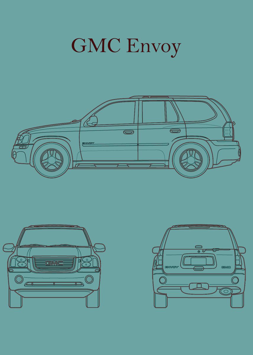 'GMC Envoy 2004 Blueprint' Poster By Mystery Box | Displate