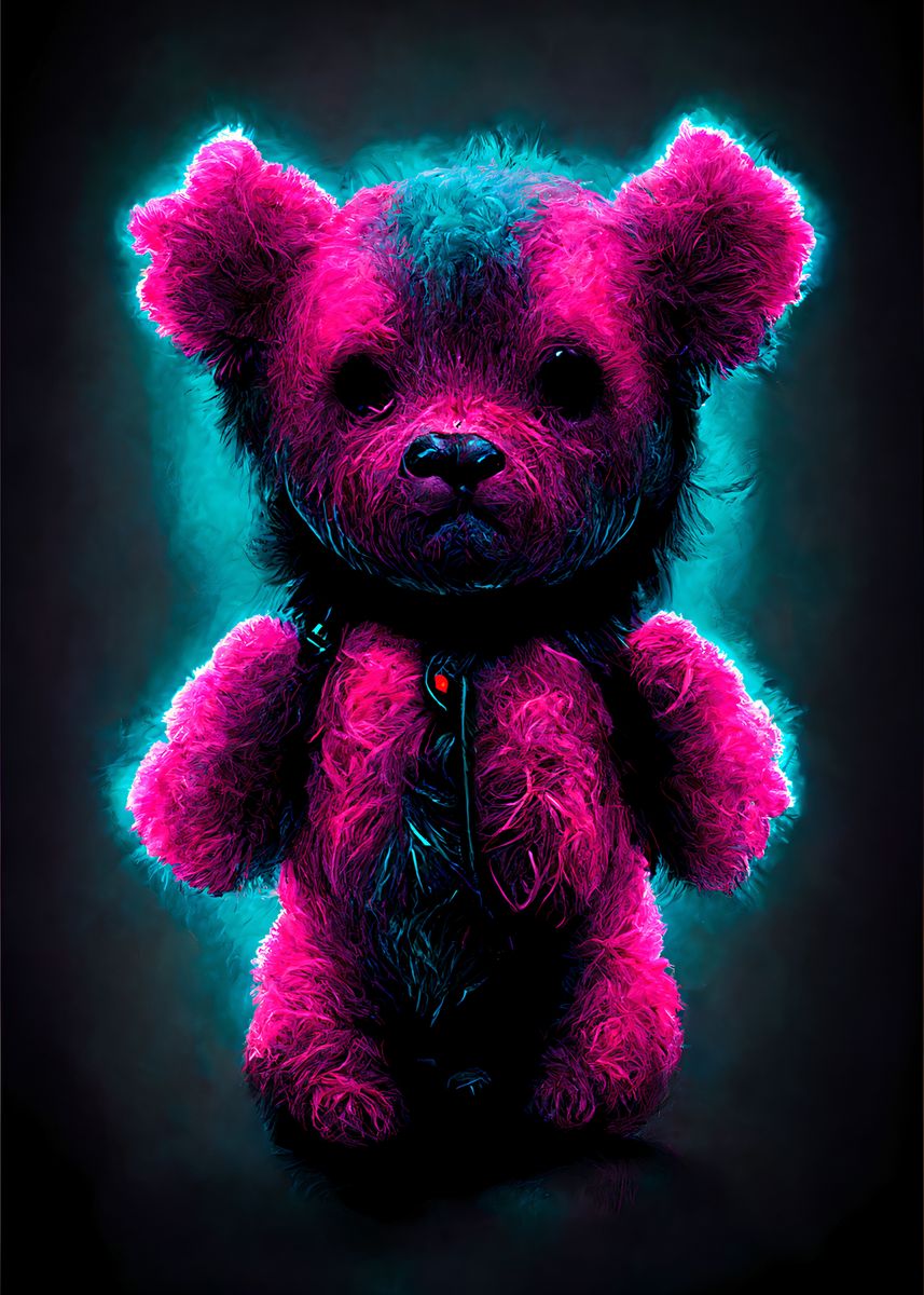 'Agressive Neon Teddy Bear' Poster by Holzkovic | Displate