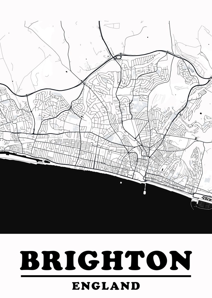 'Minimal Brighton Map' Poster by BnWDesigner | Displate