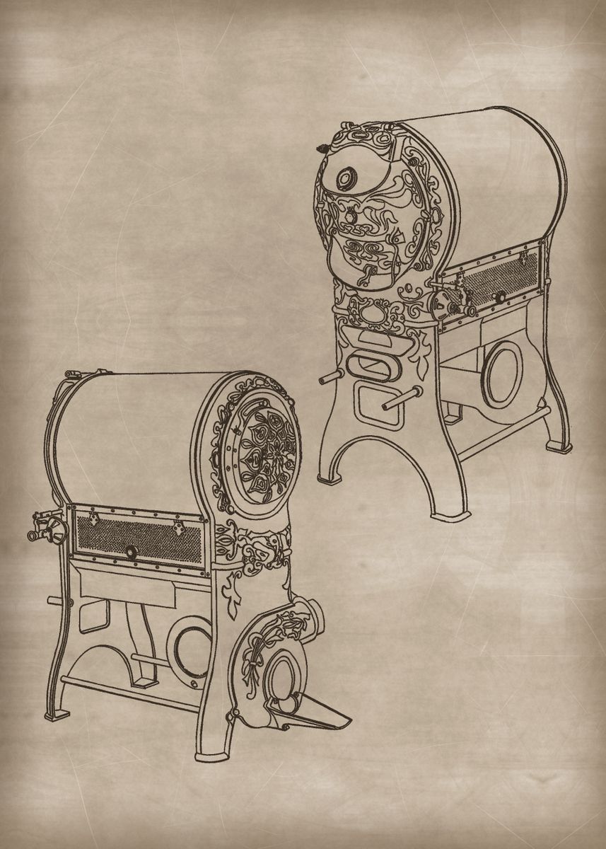 ‘Vintage Coffee Roaster’ Poster, picture, metal print, paint by