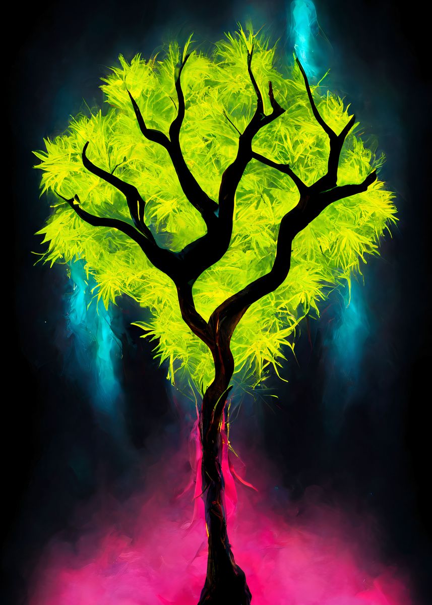 'Neon Tree' Poster, picture, metal print, paint by Holzkovic | Displate