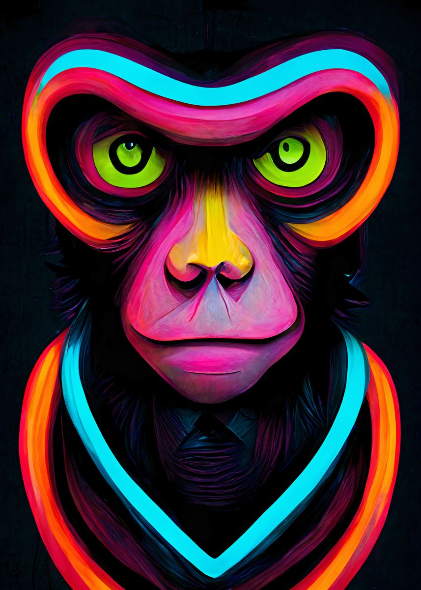 'Neon Monkey' Poster by Holzkovic | Displate