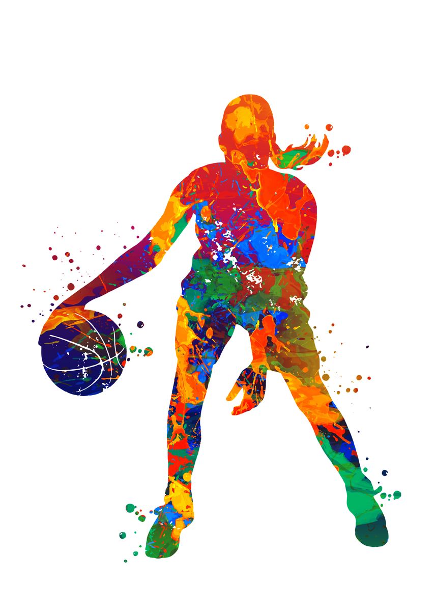 'Watercolor Basketball' Poster by Vincent Vorce Displate