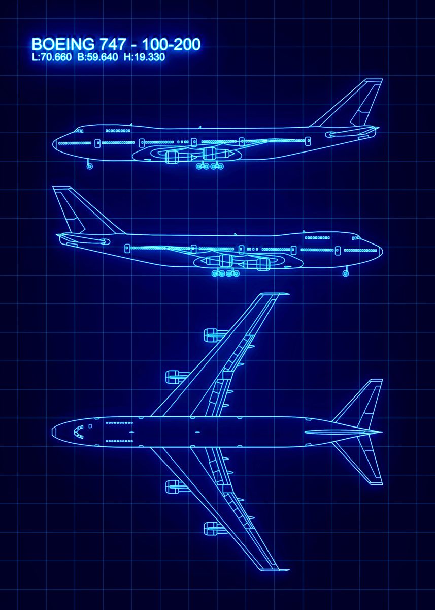 Boeing 747 Blueprint Poster | Edu.svet.gob.gt