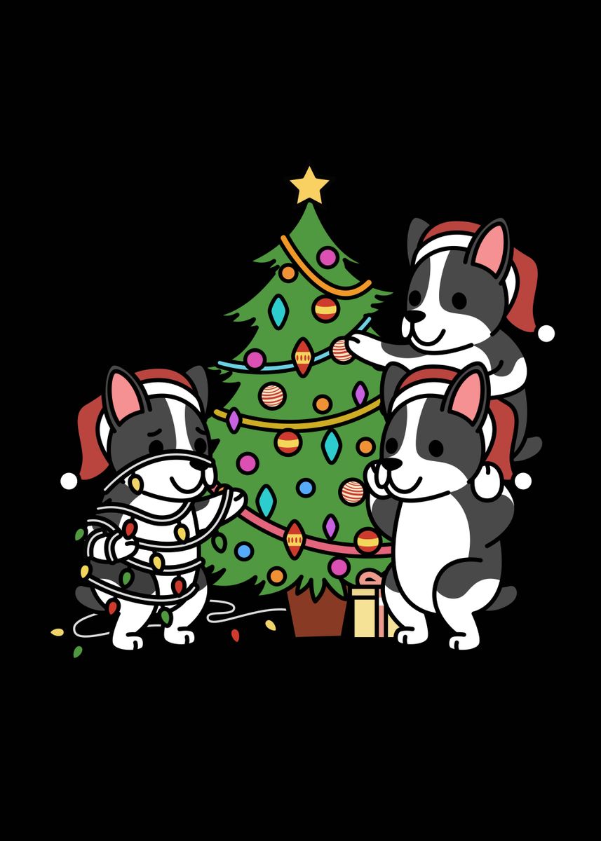 &lsquo;Boston Terrier Christmas&rsquo; Poster by PetPrints | Displate