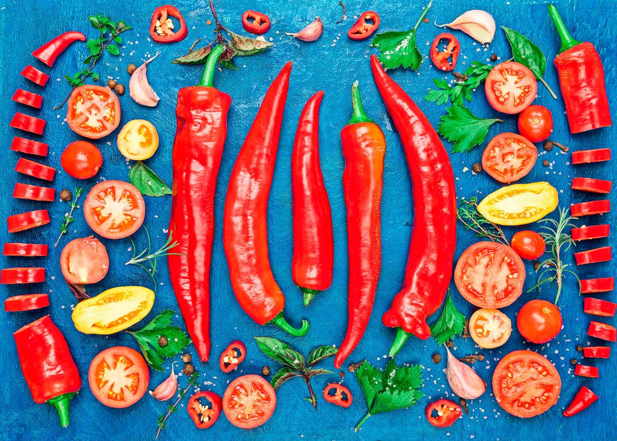 'Chili Pepper Kitchen Art' Poster by REAL VINTAGE Displate