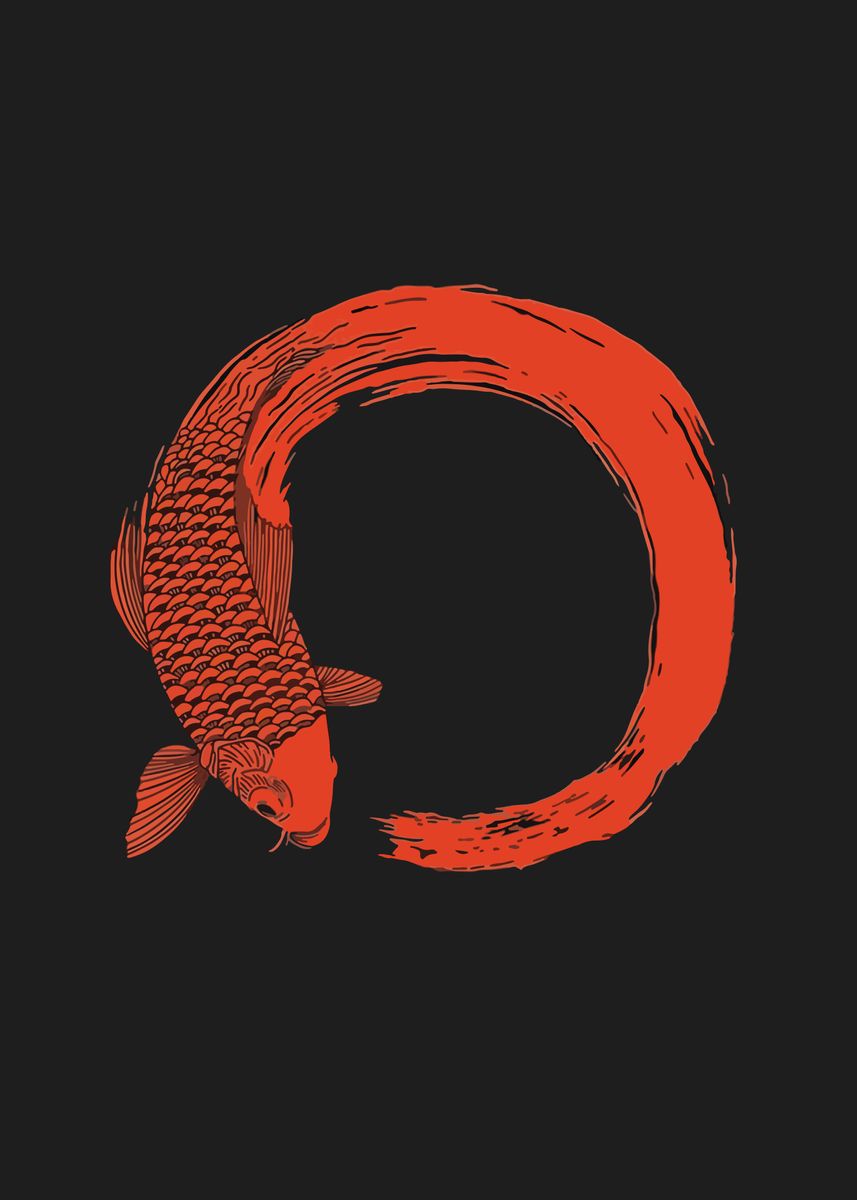 'Red circle fish' Poster, picture, metal print, paint by AxselYustisio ...