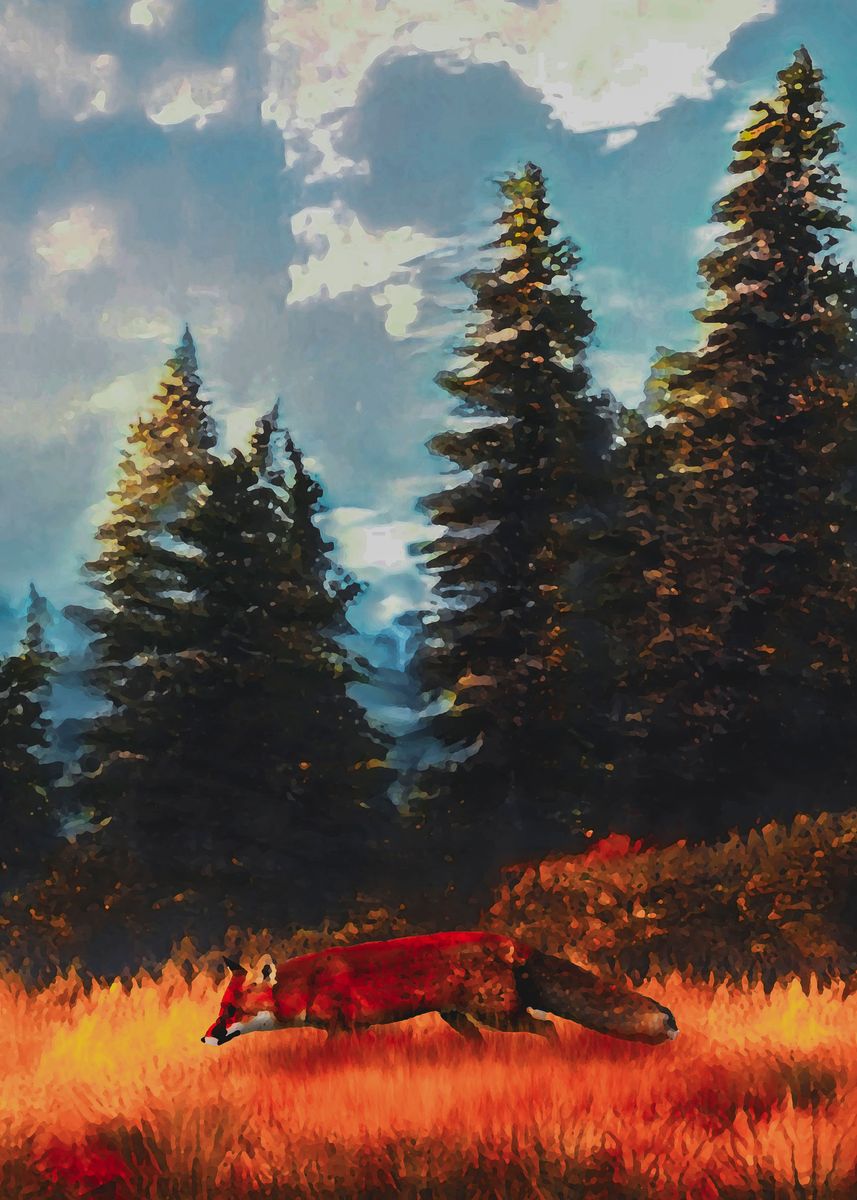 'Hunter Fox' Poster, picture, metal print, paint by AndrejZT | Displate