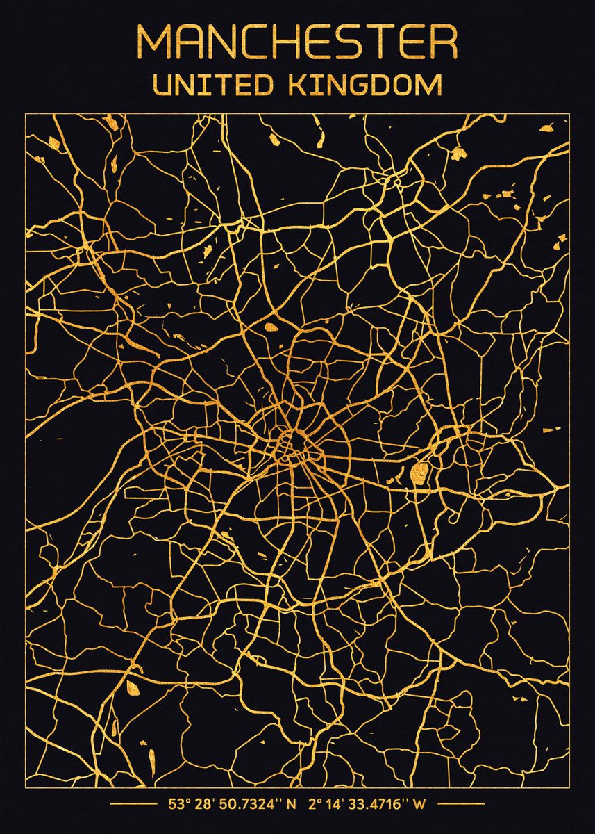 'Manchester UK' Poster by Denis Siggers Displate