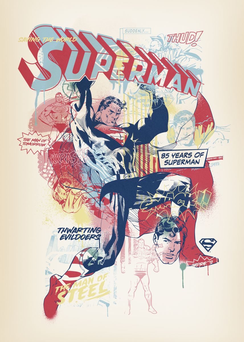 'Superman 85th Anniversary' Poster, picture, metal print, paint by DC