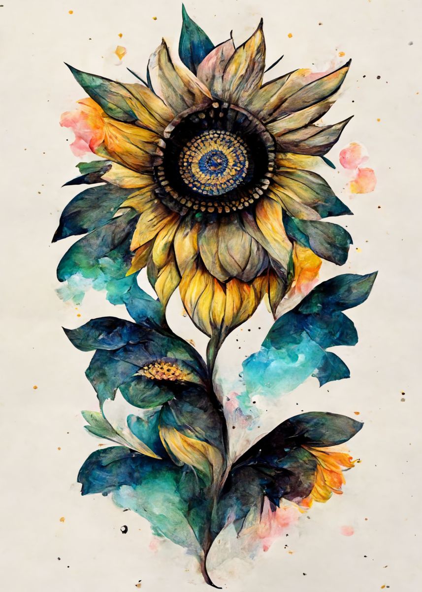 'Detailed Sunflower Drawing' Poster by BestPrints | Displate