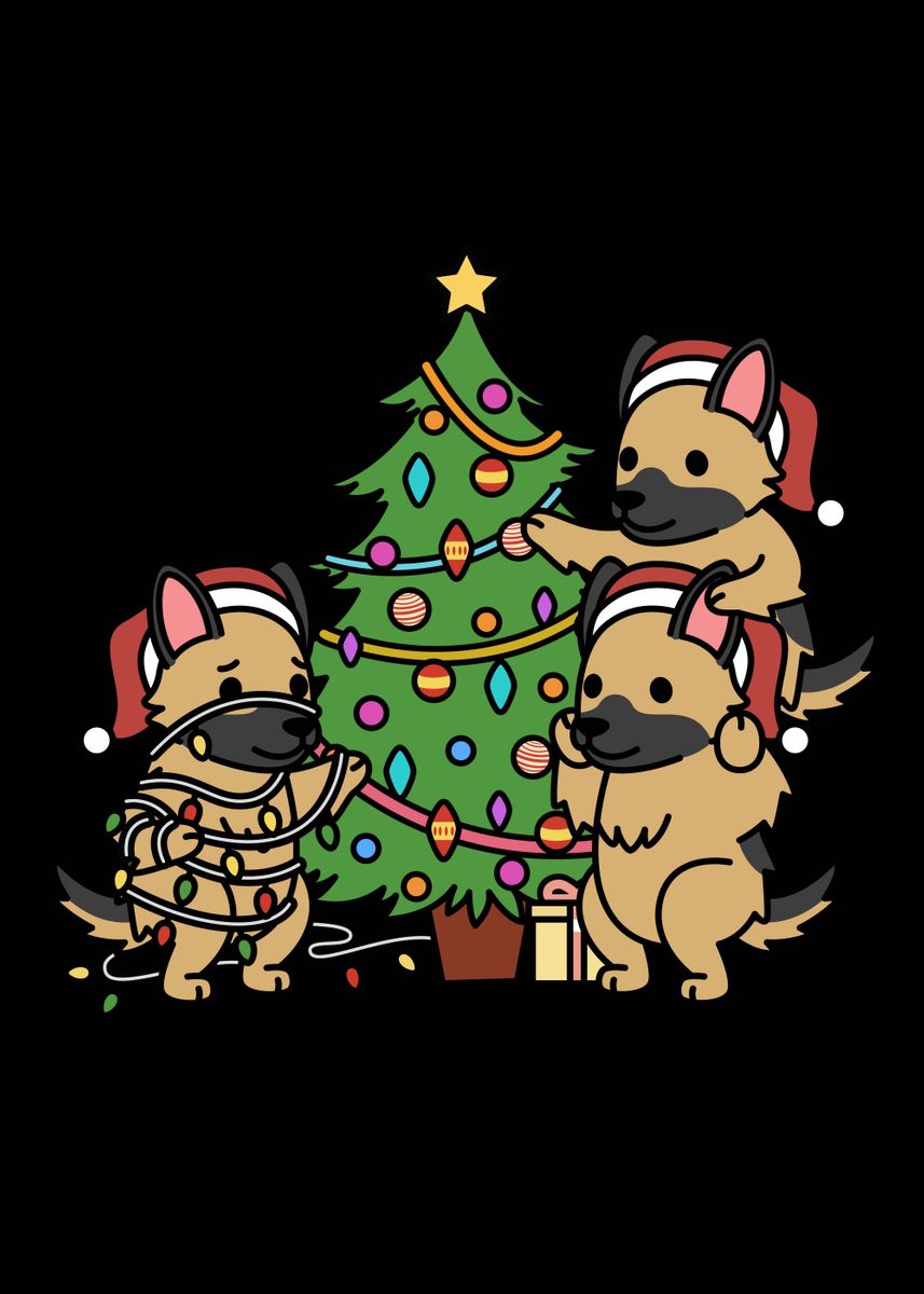 'German Shepherd Christmas' Poster, picture, metal print, paint by ...