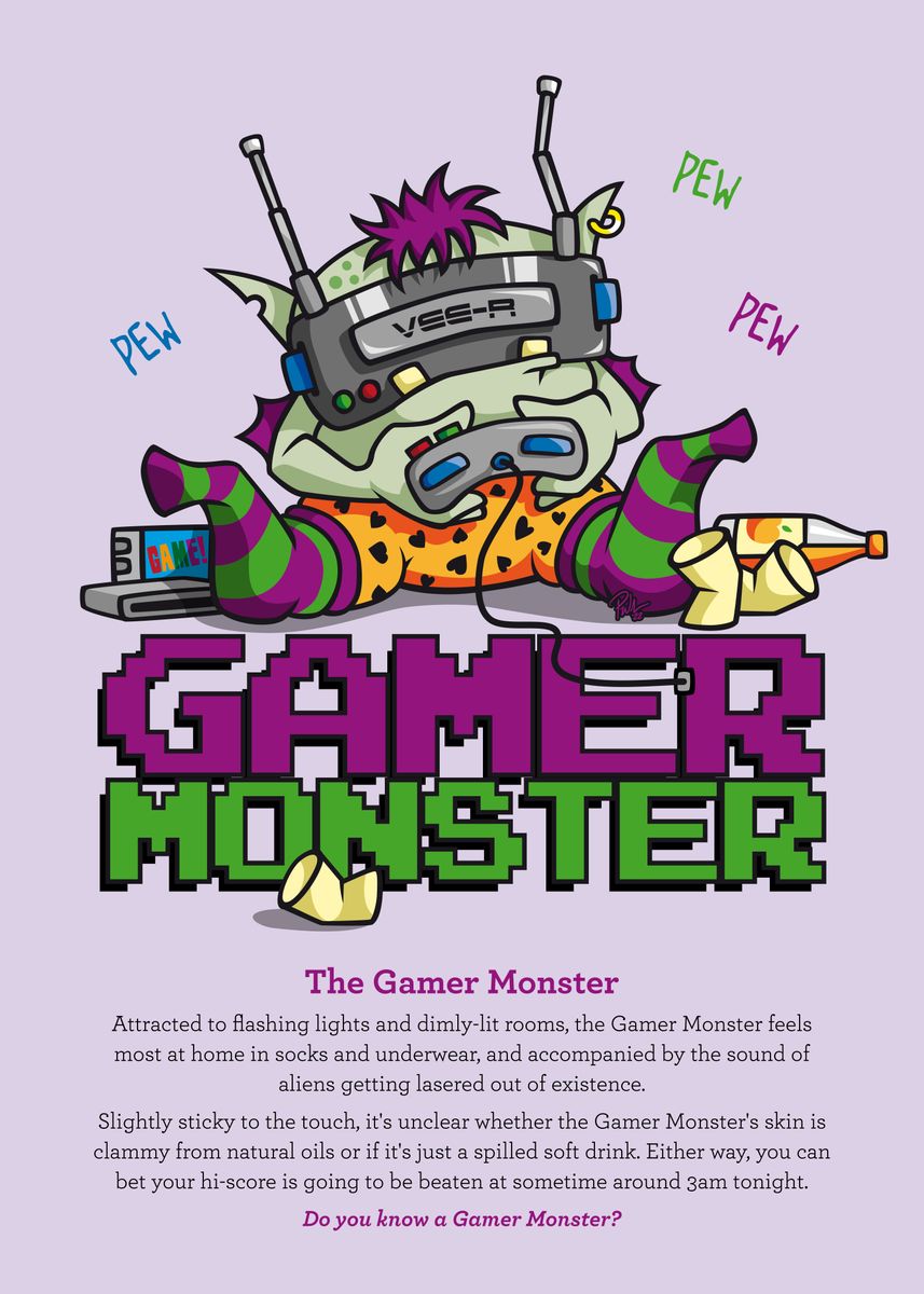 'Gamer Monster' Poster by ArtByPMW | Displate