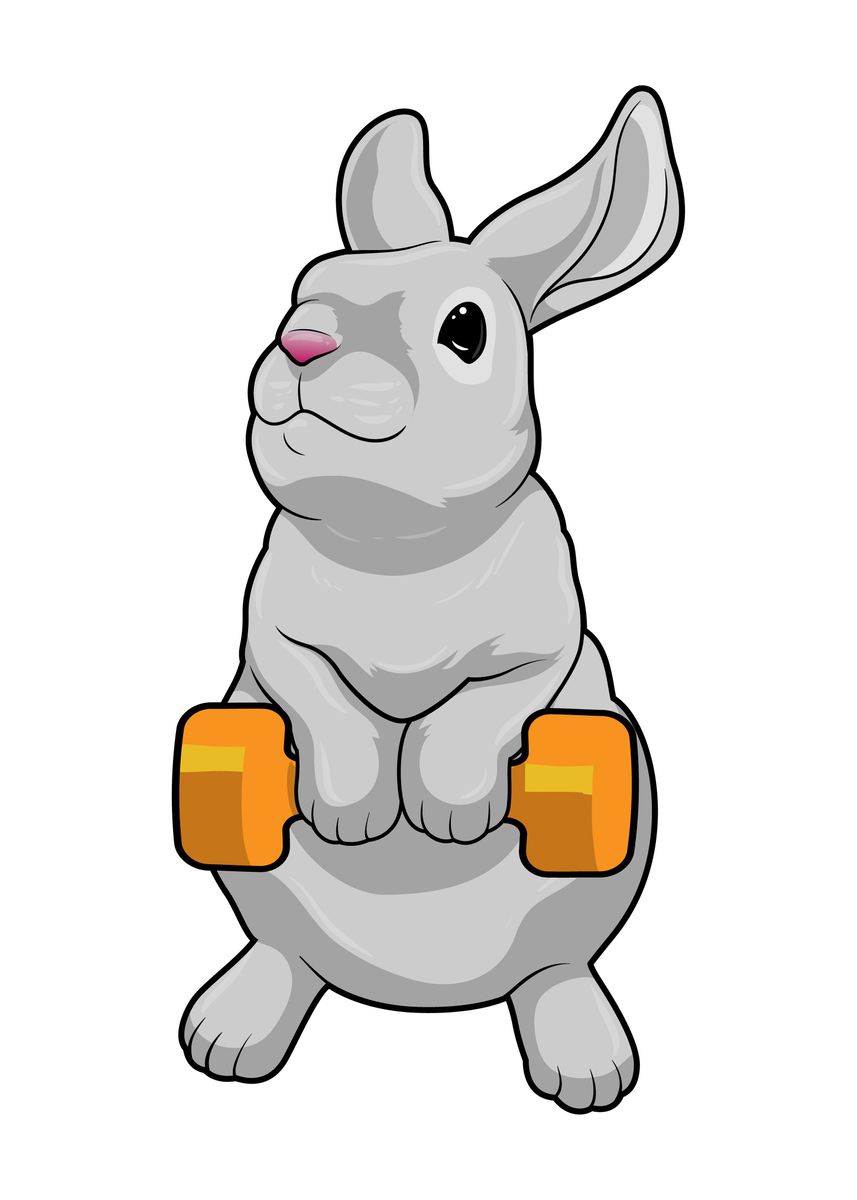 'Rabbit Fitness Dumbbell' Poster by Markus Schnabel Displate