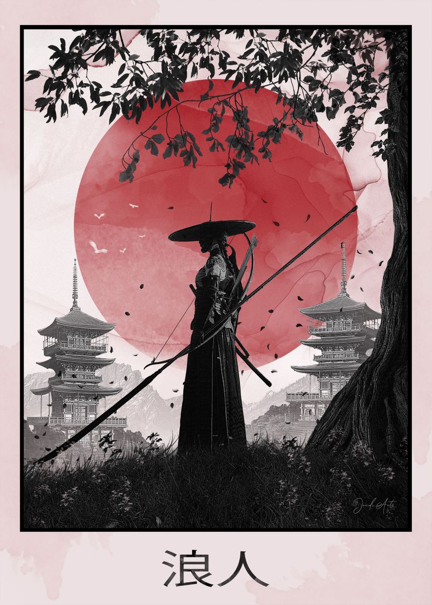 'Ronin' Poster, picture, metal print, paint by Jendi | Displate