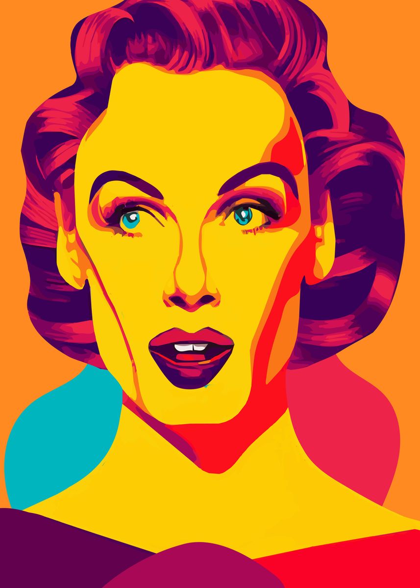 'Pop art lady face' Poster by Portokalis | Displate