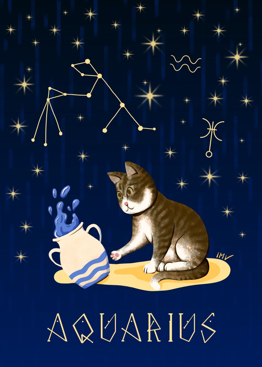 aquarius-cat-zodiacs-poster-by-imv-artwork-displate