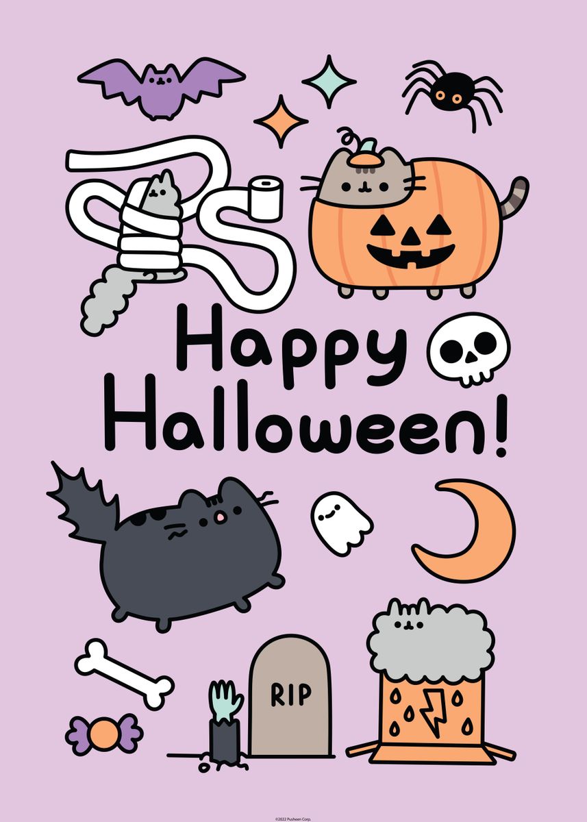 'Happy Halloween!' Poster by Pusheen The Cat | Displate