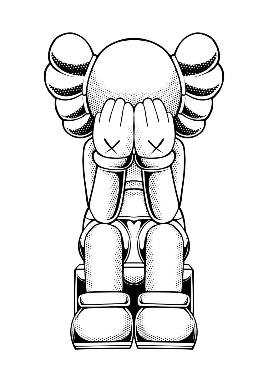 'kaws line art' Poster, picture, metal print, paint by Boon Edgar