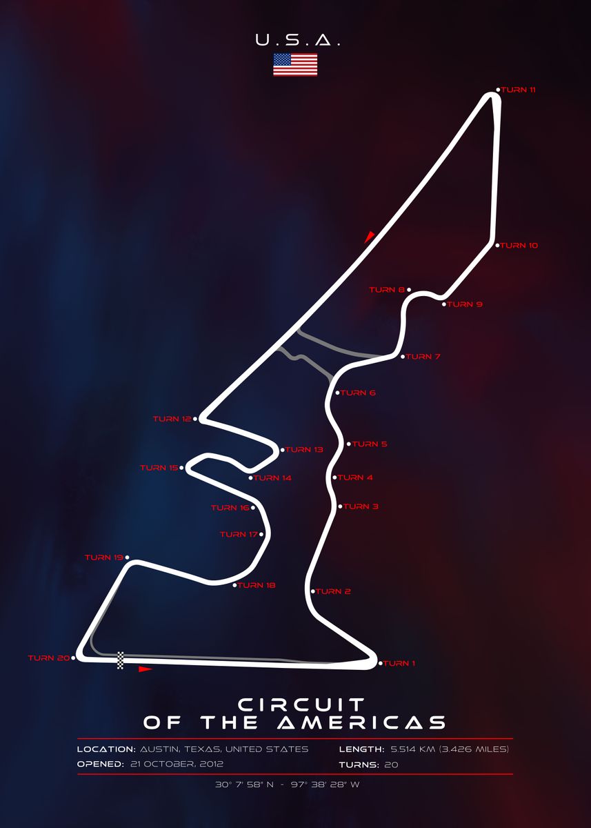'Circuit of the Americas' Poster, picture, metal print, paint by ...