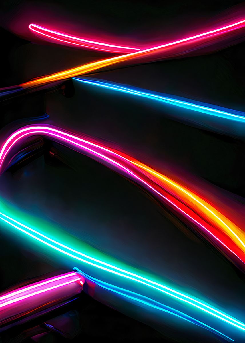 'Neon Lights' Poster, picture, metal print, paint by Holzkovic Displate