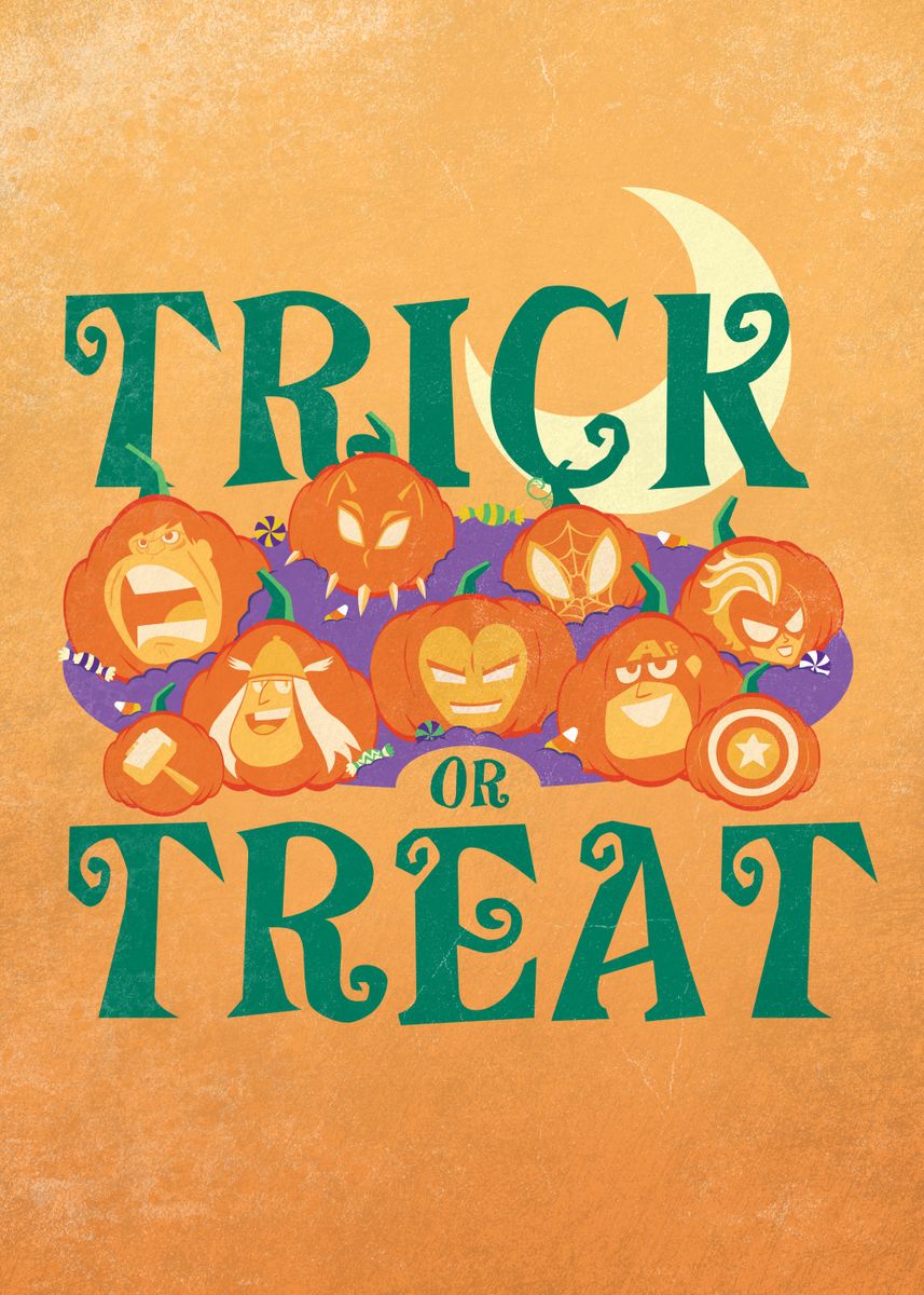 'Avengers Trick or Treat' Poster by Marvel | Displate
