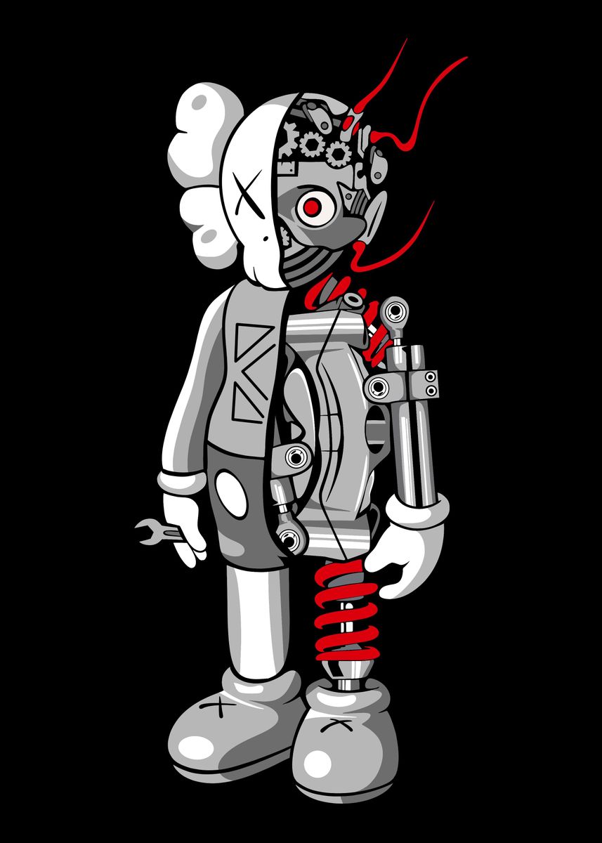 'Robot kaws' Poster, picture, metal print, paint by Biopic Studio ...