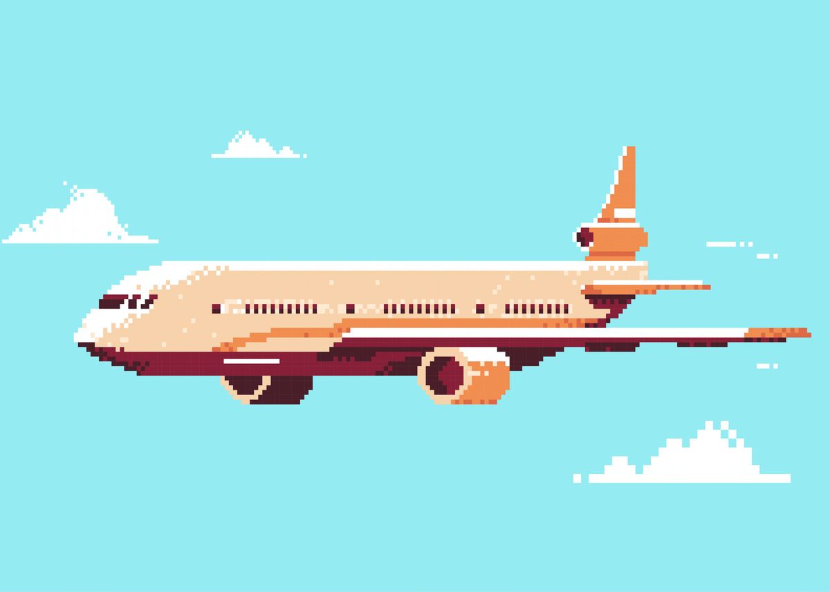  pixel art plane aircraft poster by 80s retro displate