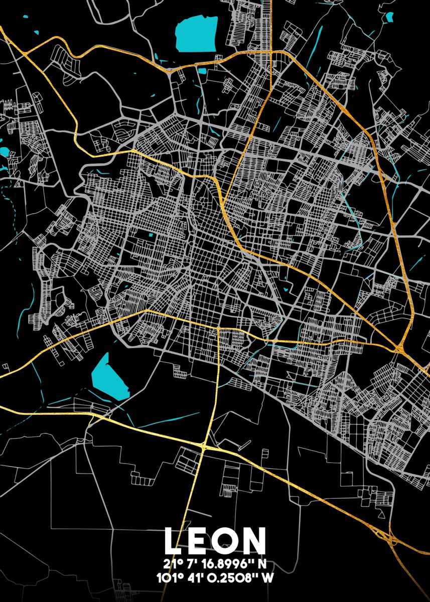 'Leon Guanajuato Mexico' Poster by Clayborne Frank Displate