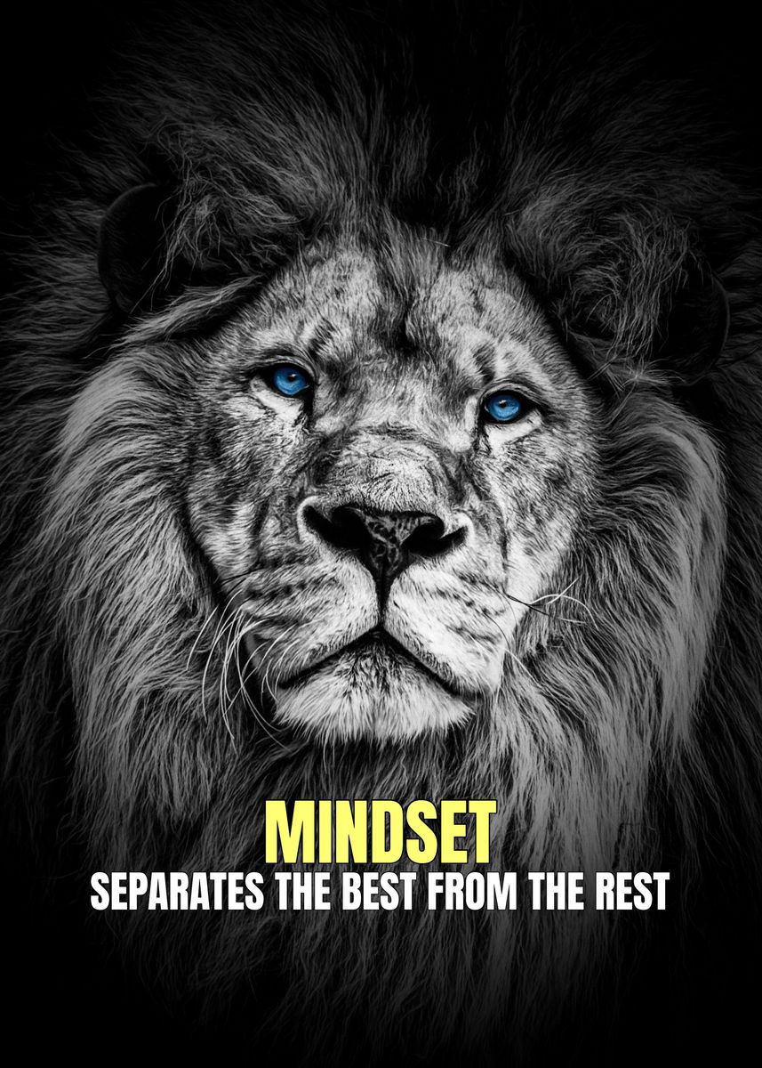 'Mindset Lion Motivation' Poster, picture, metal print, paint by