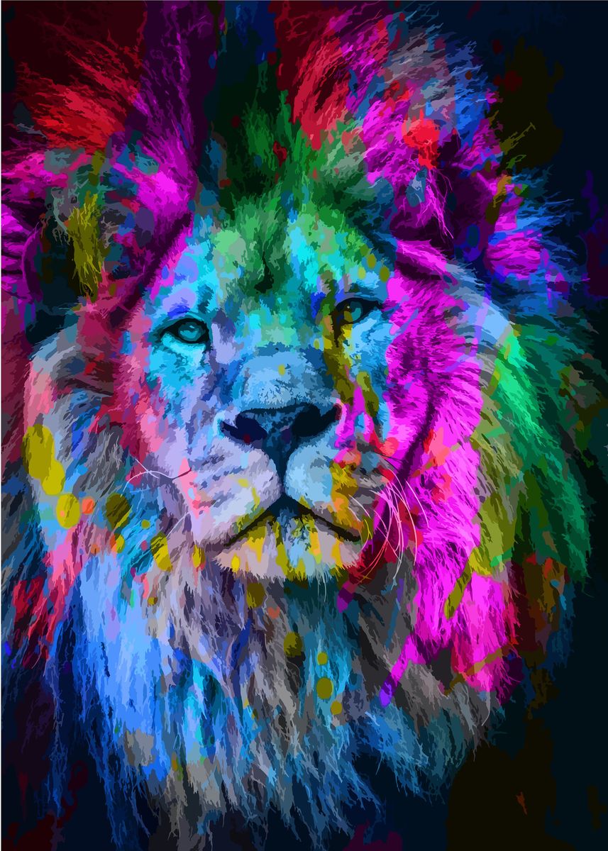 'majestic lion' Poster, picture, metal print, paint by erma wati | Displate