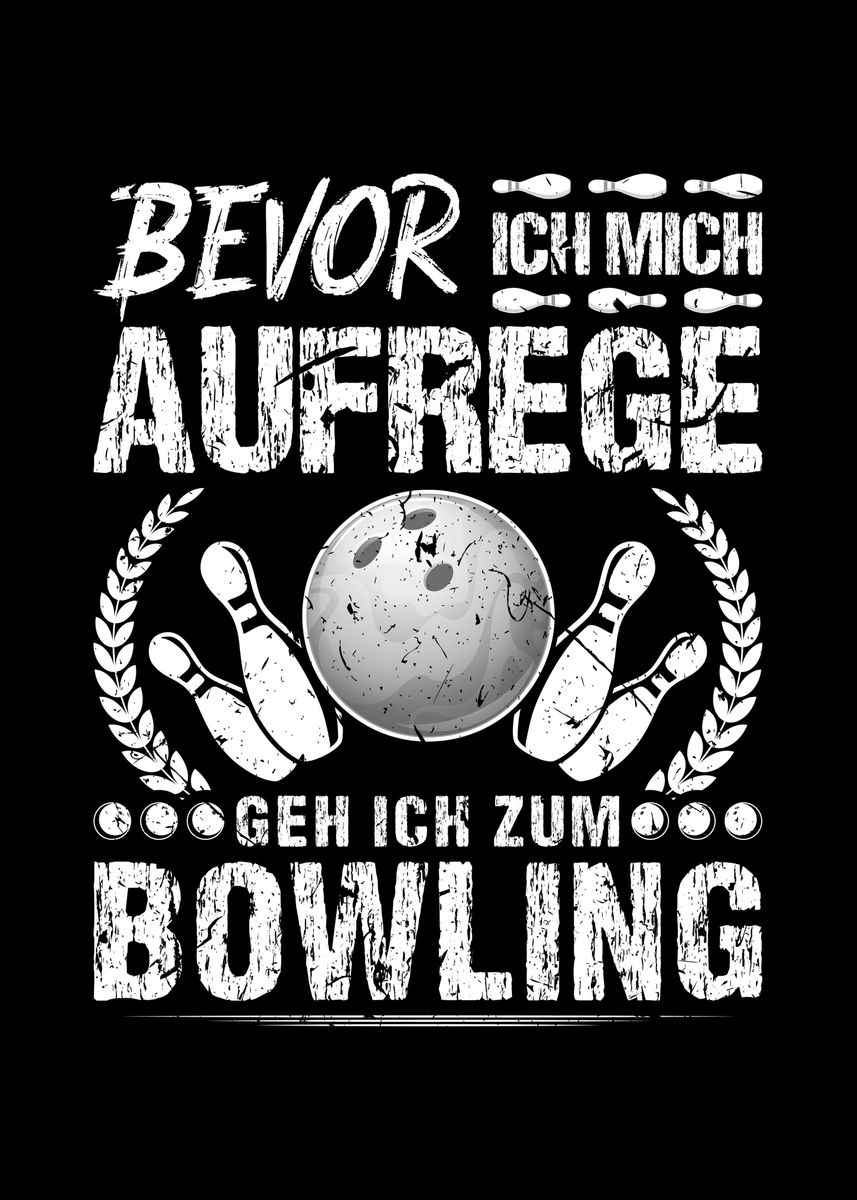 'Lustig Bowling Geschenk' Poster, picture, metal print, paint by