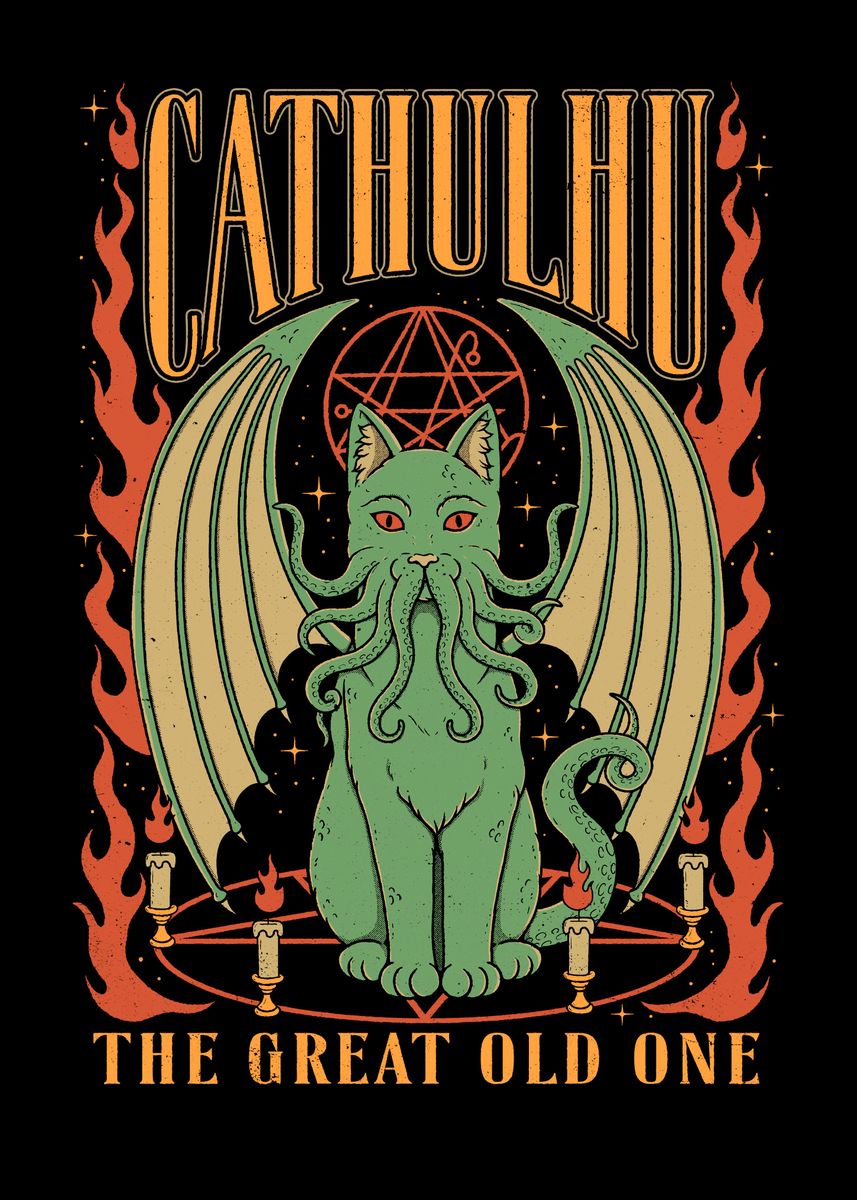 'Cathulhu' Poster, picture, metal print, paint by Thiago Corrêa | Displate