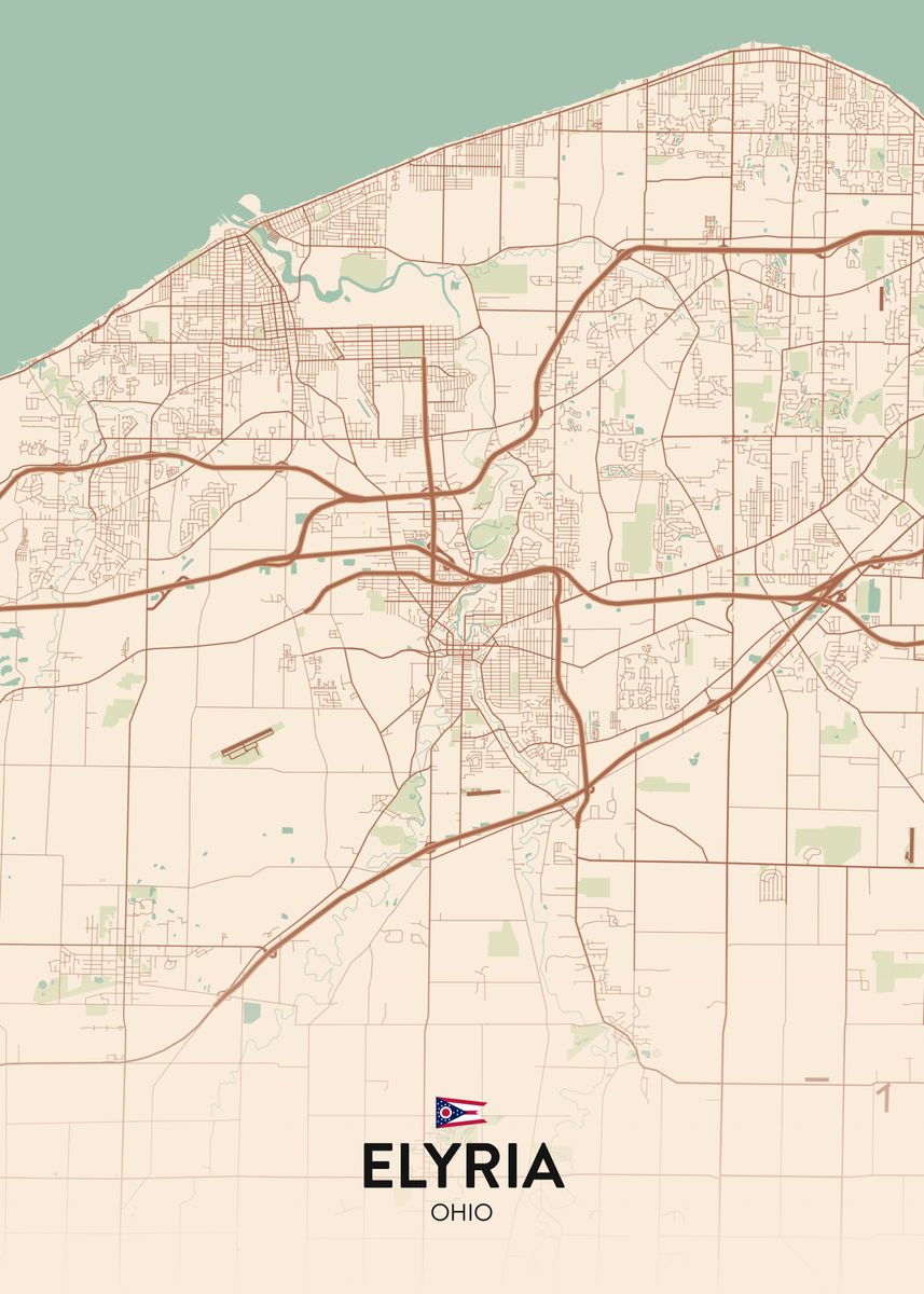 'Elyria OH' Poster, picture, metal print, paint by IMR Designs Displate