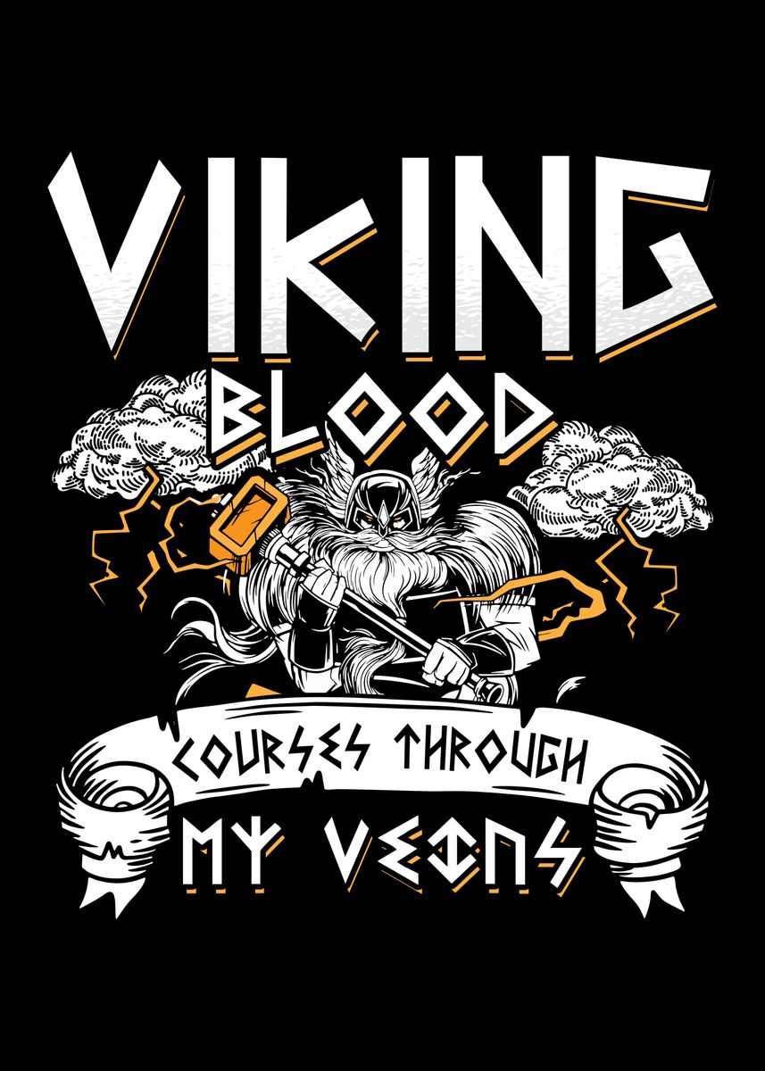 'Viking blood' Poster, picture, metal print, paint by XUL Design | Displate