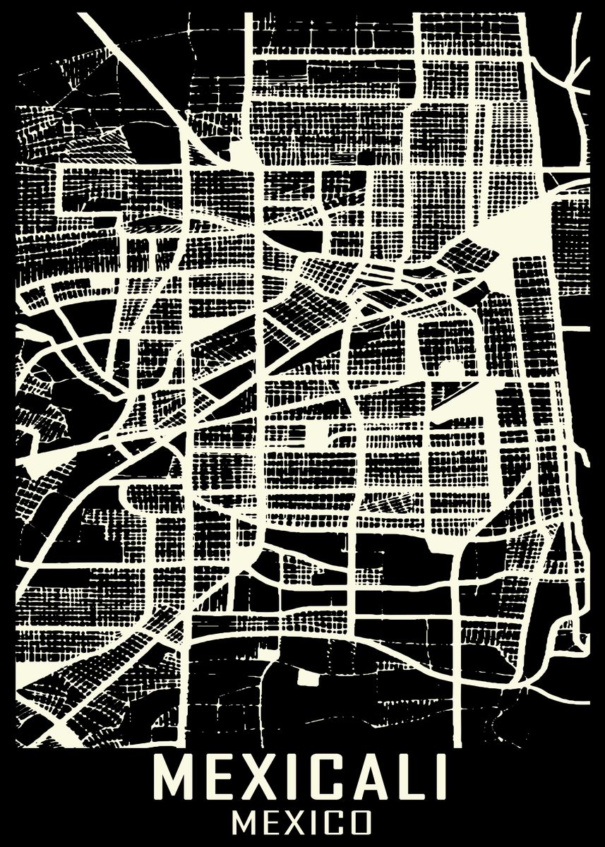 'mexicali Mexico City Map' Poster By Sheldonbennett Studio 