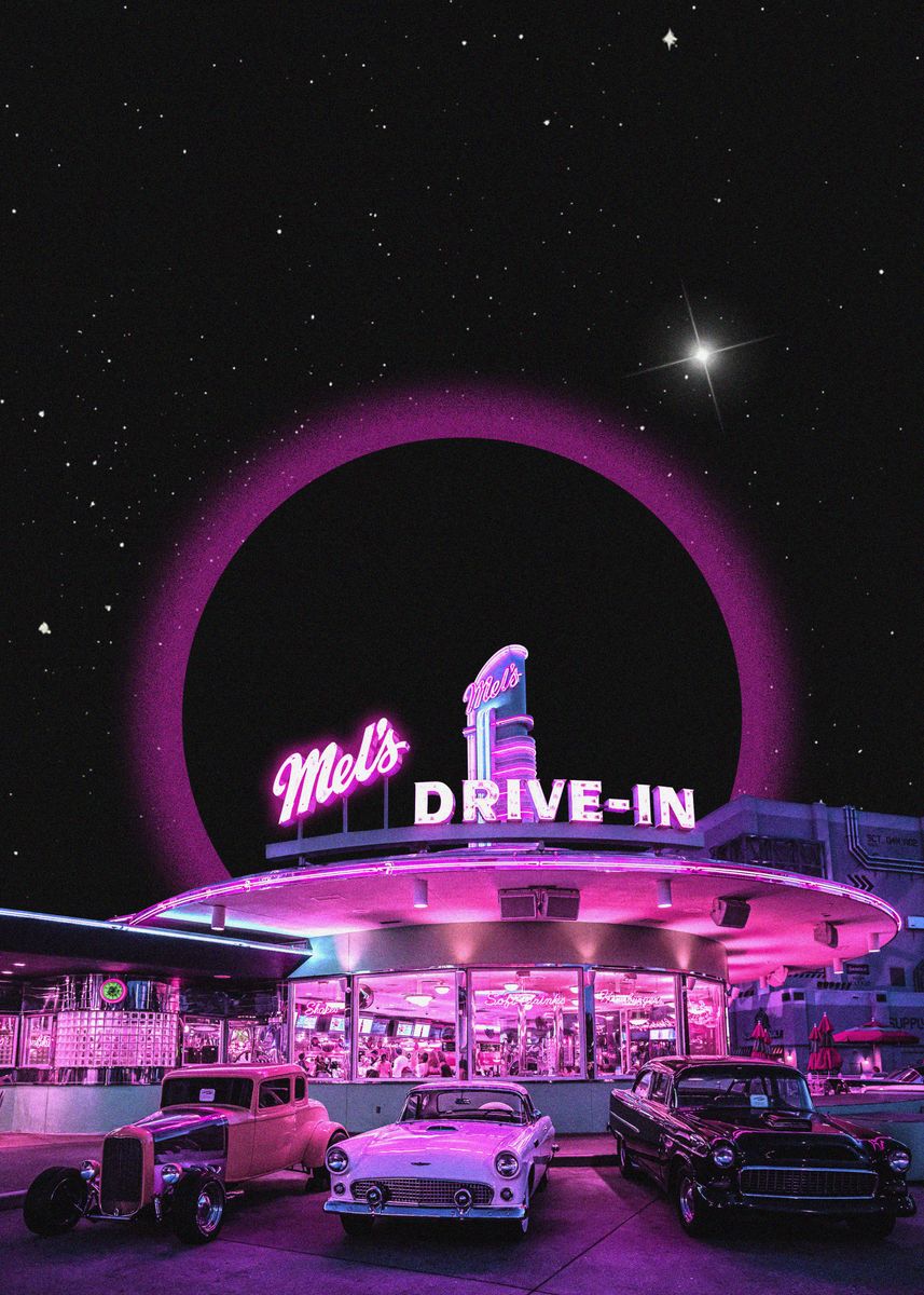 'Mels Drive In' Poster, picture, metal print, paint by Meals Std | Displate