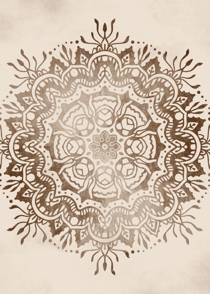 'Brown ethnic mandala no539' Poster, picture, metal print, paint by Aga ...