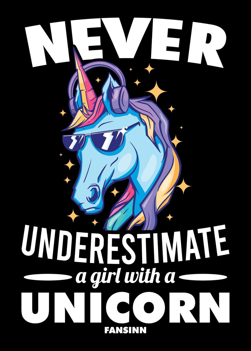 'Never Underestimate A Girl' Poster, picture, metal print, paint by ...