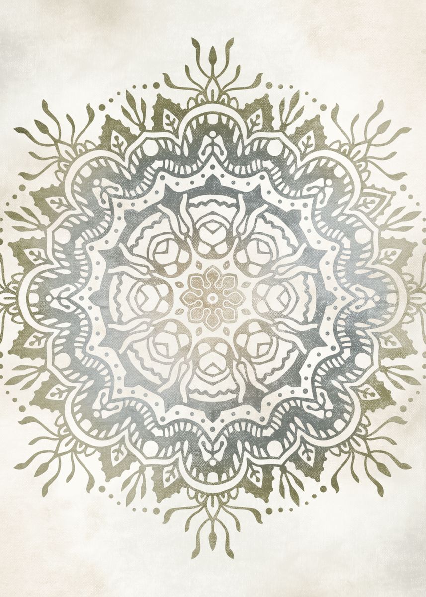 'Beige Green Blue Mandala ' Poster, picture, metal print, paint by Aga ...