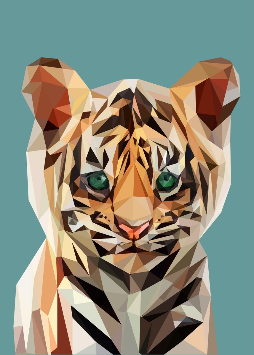 'NURSERY ANIMAL BABY TIGER' Poster by Lowpoly Posters | Displate