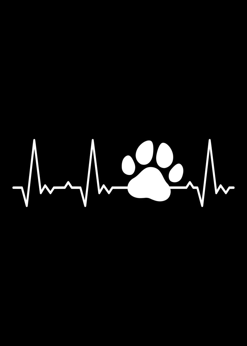 'heartbeat Dog Paw' Poster By Royalsigns 