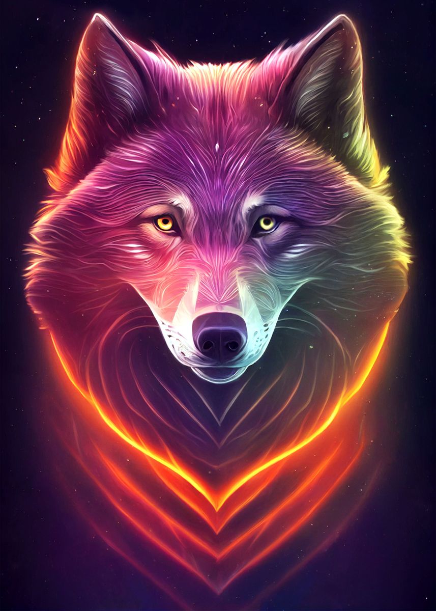 'Mystic Wolf ' Poster, picture, metal print, paint by nogar007 | Displate