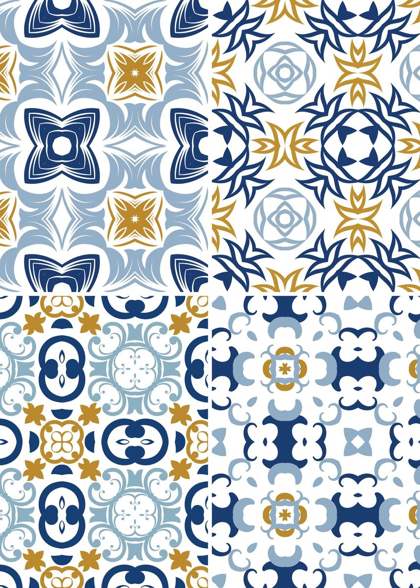 ‘Mediterranean Blue Tile 04’ Poster by Aloke Design | Displate