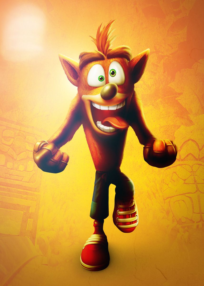 'Crash Jumping' Poster, picture, metal print, paint by Crash Bandicoot Displate