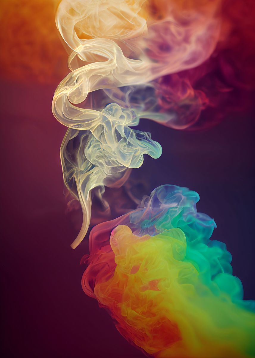 'Rainbow Smoke VI' Poster, picture, metal print, paint by Sycaid | Displate