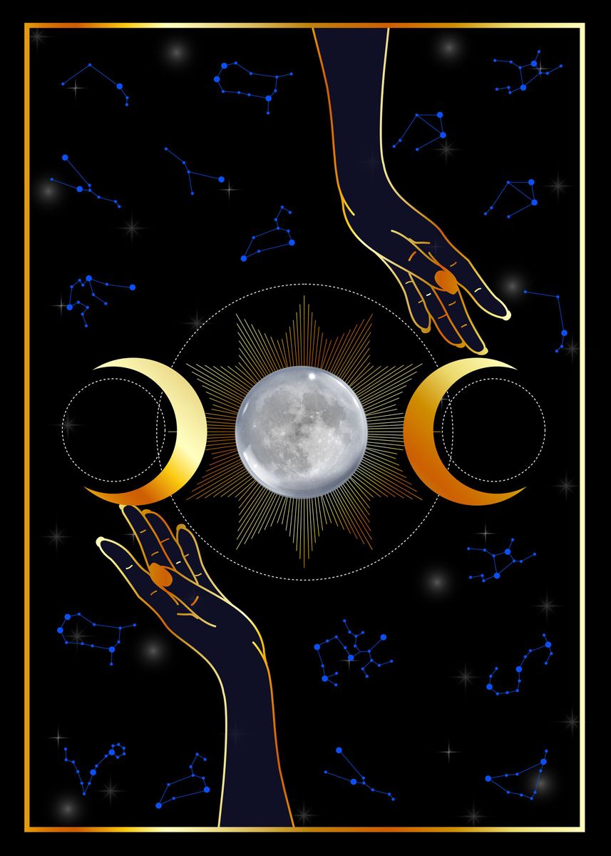 'Hands blessing moon' Poster, picture, metal print, paint by Shawlin I ...