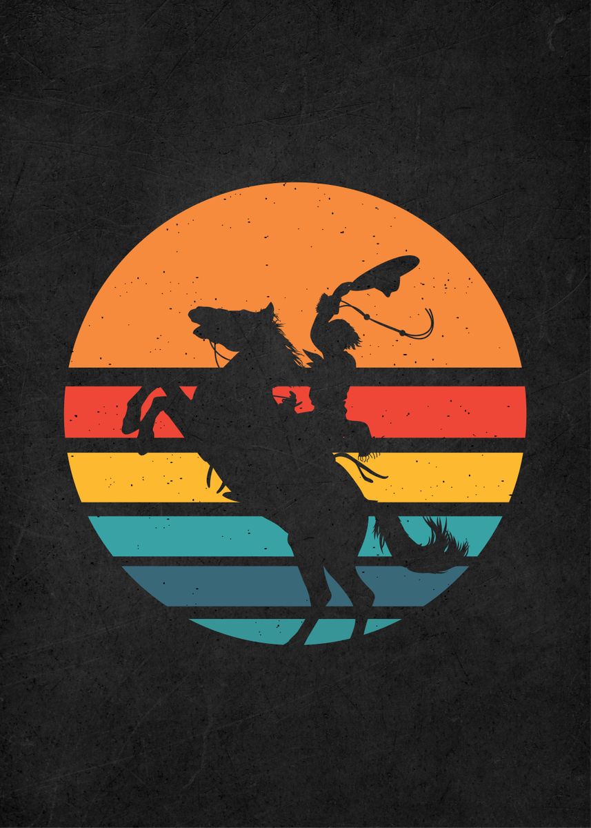 'vintage retro rodeo' Poster by Bestselling Music Posters | Displate