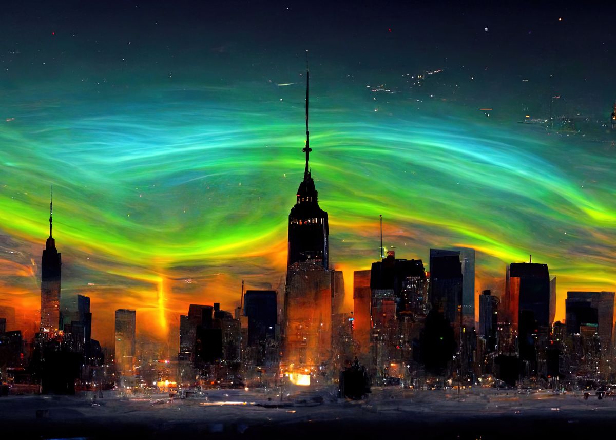 'Aurora Borealis New York' Poster by Sunrise Game Studio Displate