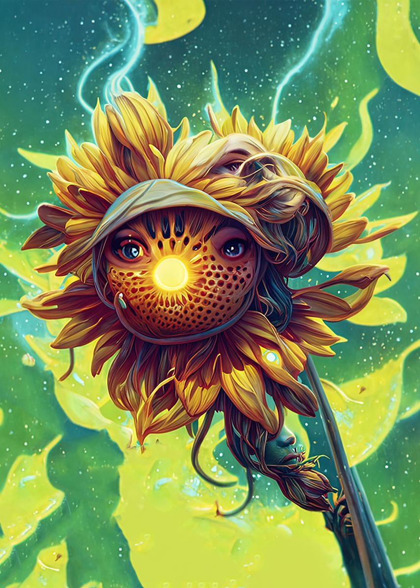 'Sunflower eyes' Poster by Machine Delusions Displate